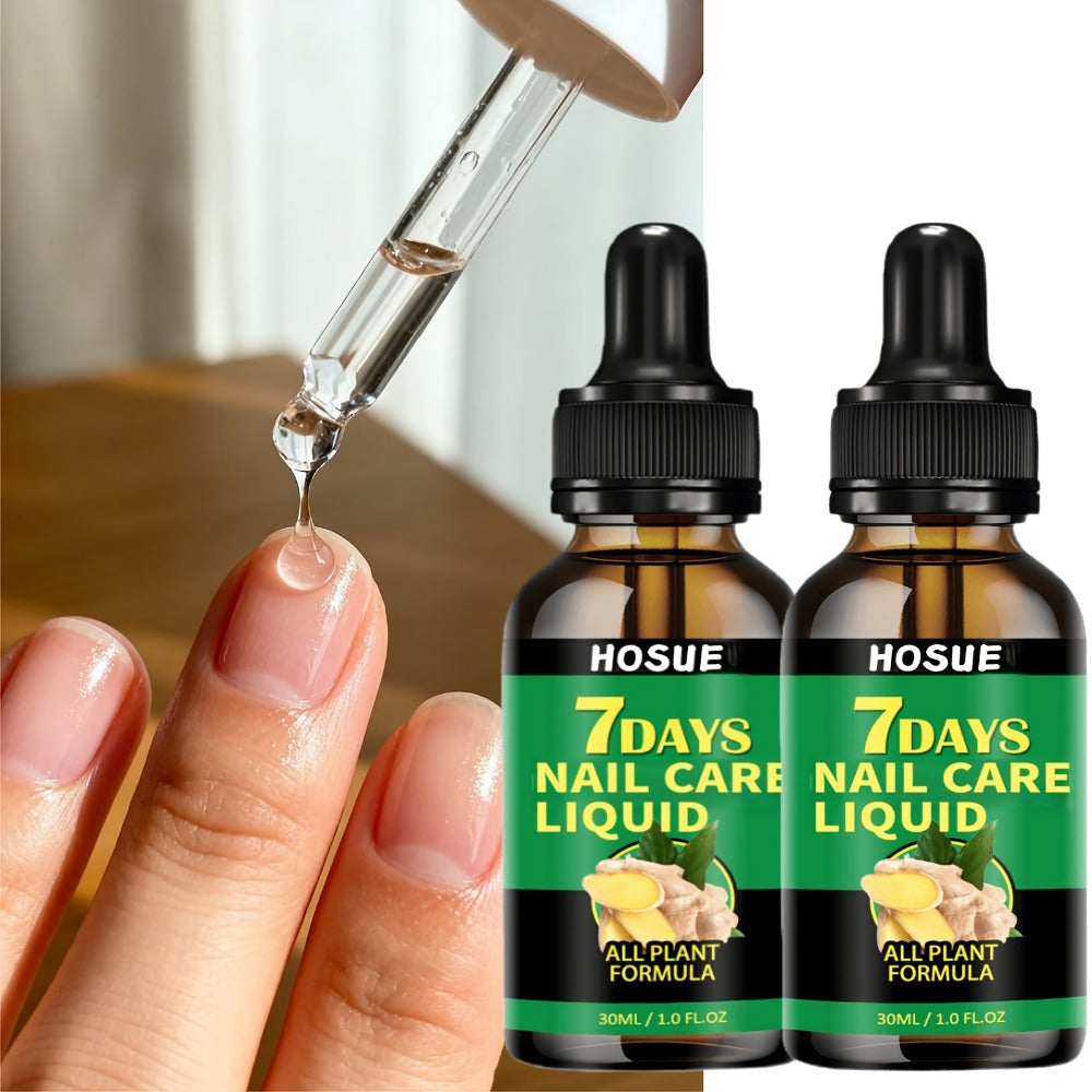 Ginger Nail Care Liquid 7-Day Repair 2-Piece Set 1.01oz Each – HOSUE Plant-Based Formula for Yellowing Gray Uneven Discolored
