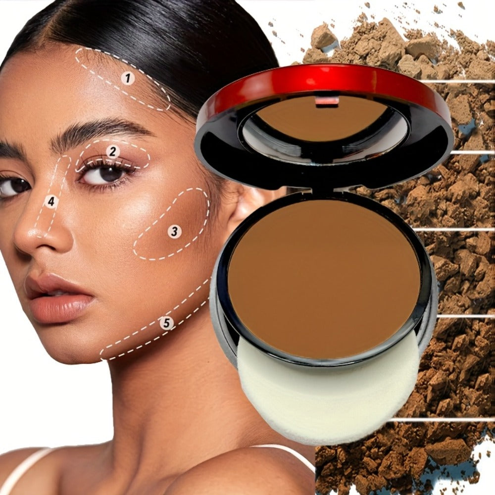 Pressed Powder Foundation Contour Matte Ful1l Coverage Oil Control Waterproof, 6 Shades Light to Dark — image 8