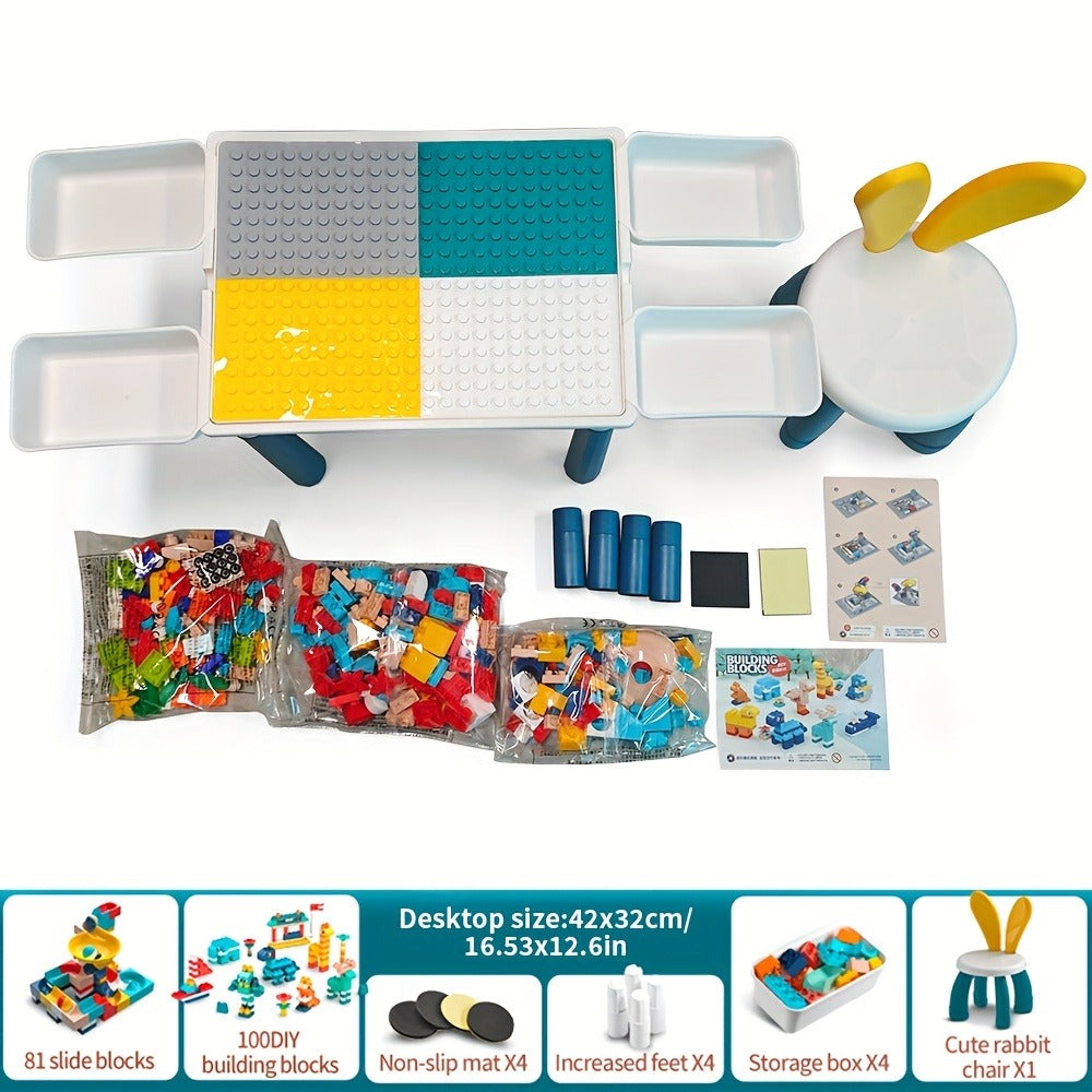 Kids Building Block Table & Chair Set with Storage Boxes with the Listed Color, Size or Set Options for Everyday Use — image 