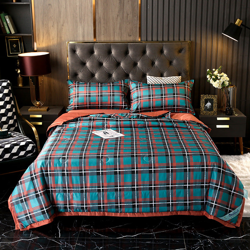 Tiansi Summer Quilt Four Piece Set Summer Cool Quilt Double Machine Washable Summer Air Conditioning Thin Quilt Summer Single Thin Quilt Core