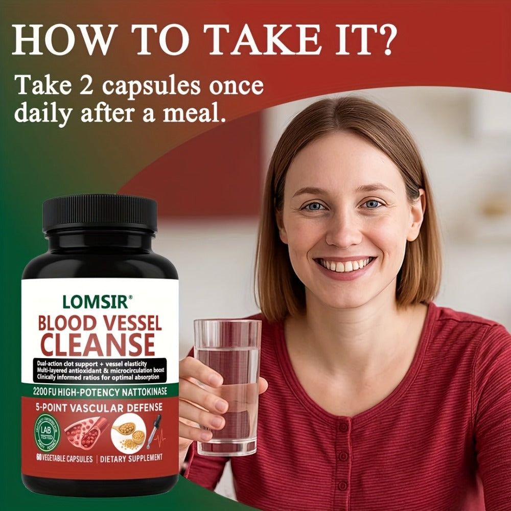 Blood Circulation Supplement Nattokinase with Gamma Oryzanol, Natural Enzyme Formula for Blood Vessel Cleanse — image 5