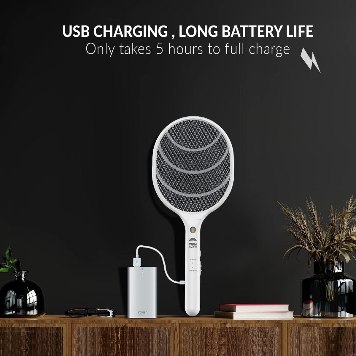 Electric Fly Swatter Racket Rechargeable 2-Pack, 3000V Bug Zapper with LED Light, USB Charging — image 6