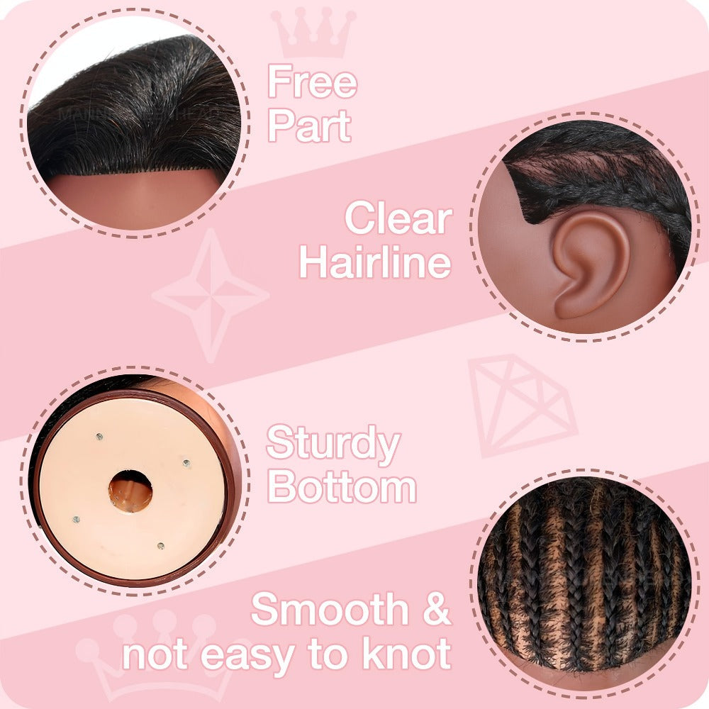 Mannequin Head with Hair 18 Inch Cosmetology Training Practice Doll Head | Hair Styling Cutting Braiding Clamp Holder Comb Cl