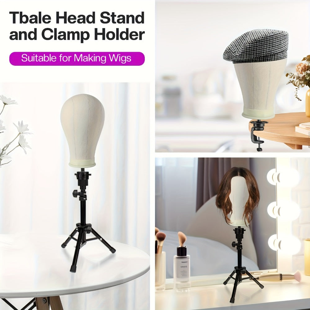 Mannequin Head Wig Stand Set with Adjustable Tripod 22 Inch Cosmetology Manikin Head for Wigs Styling Practice Display Pink B