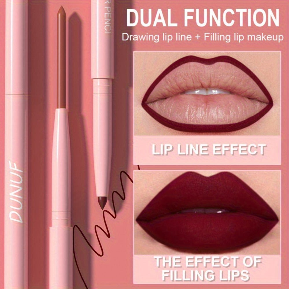 Waterproof Lip Liner Set 12 Pcs 2-in-1 Matte Lipstick Pencil Long Lasting Rich Pigment Smooth Glide Lip Color Kit Nude to Bol