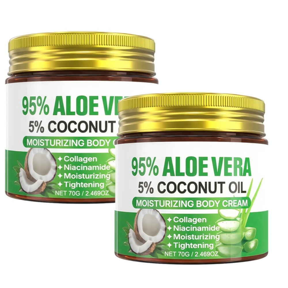 Aloe Vera Collagen Face Cream, Two Jar Set with Hyaluronic Acid and Coconut Oil for Daily Moisture — image 3