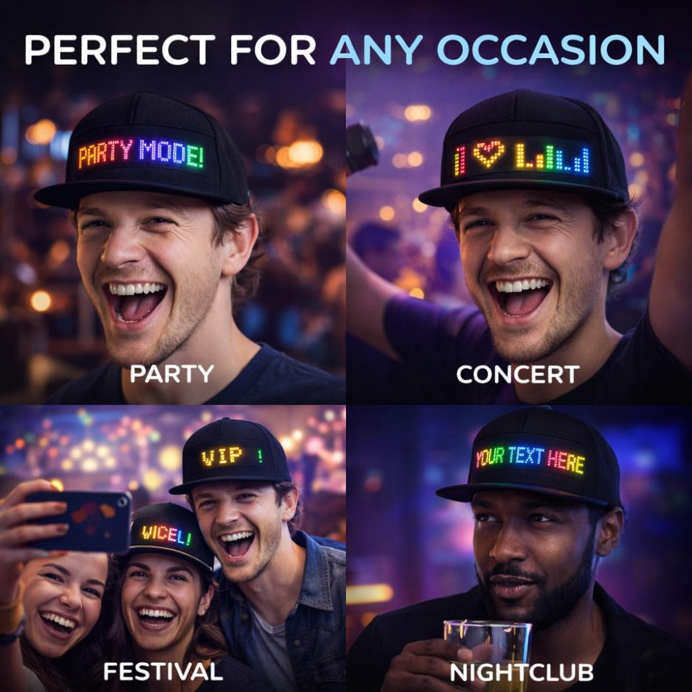 Programmable LED Hat App Controlled Scrolling Text Light Up Baseball Cap for Men Women Parties Halloween Christmas Gift USB C