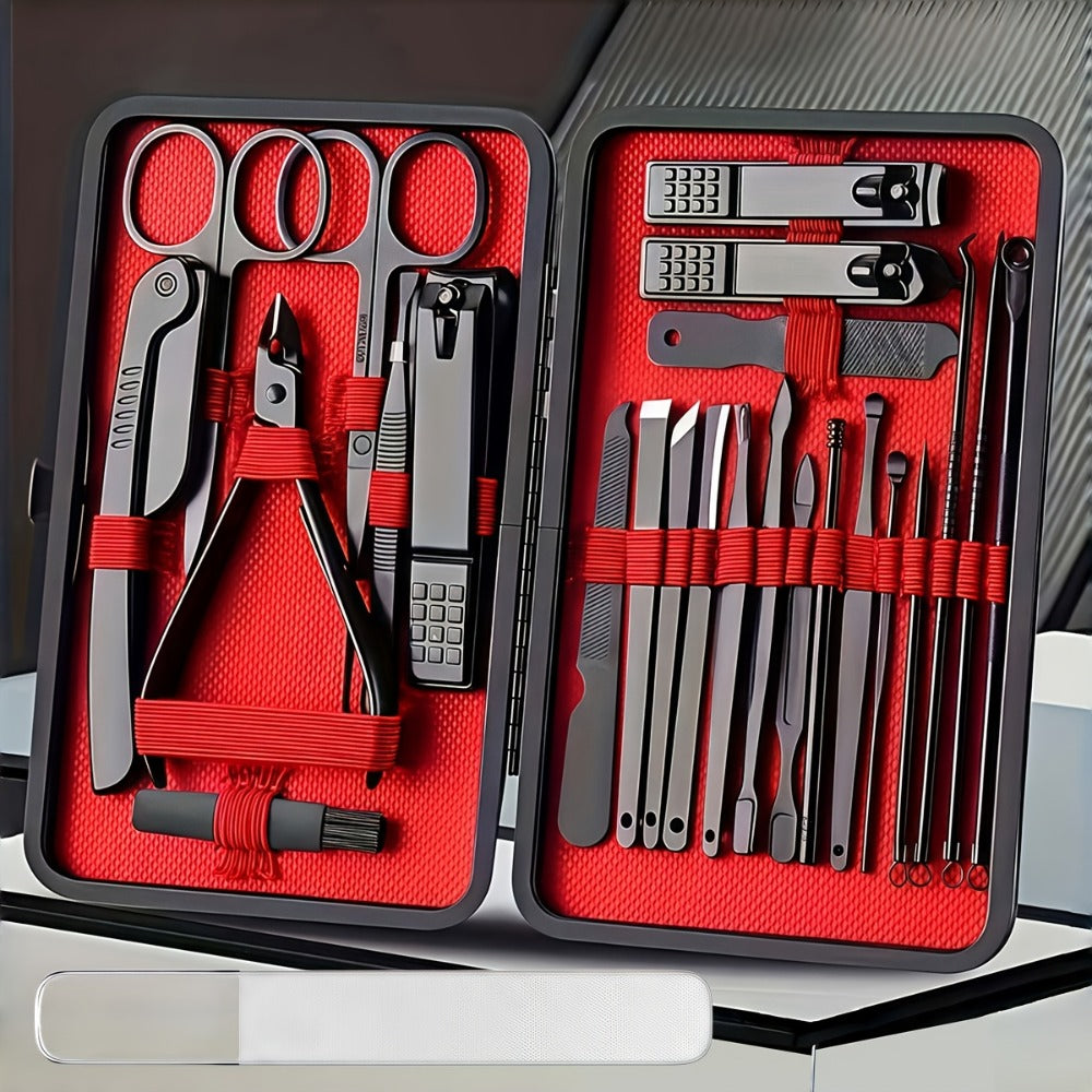 Nail Grooming Tool Case with 10-, 17- or 24-Piece Set Options and Black-and-Red Interior for Home and Travel — image 7