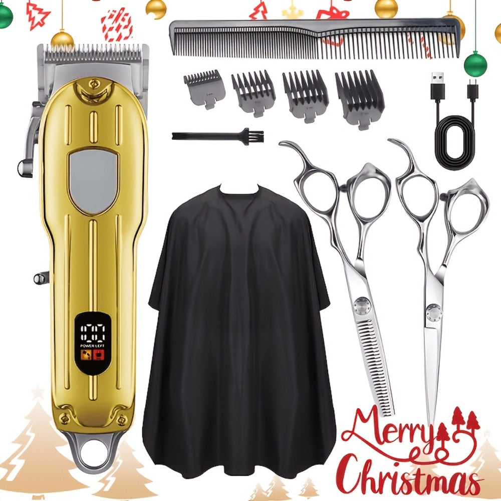 Barber Hair Clipper Kit for Men – USB Rechargeable Digital Size Adjustment, Complete Set with Scissors & 4 Limit Combs — imag