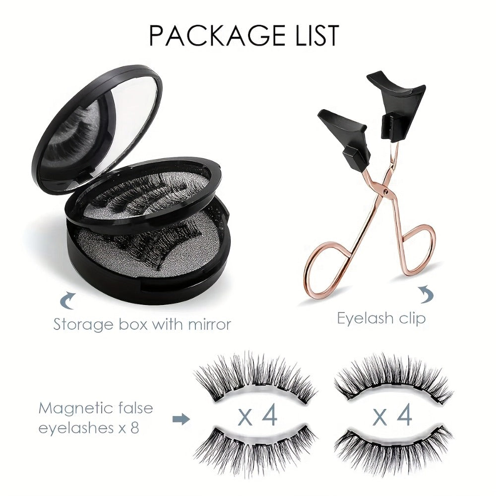 Magnetic False Eyelashes Kit with Eight Pairs, Round Storage Case and Metal Applicator Clip — image 12