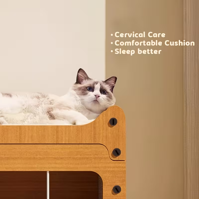 Double- or Three-Level Cat Tree Condo with Wood-Look Panels, Doorway Cutouts and Scratch Liners — image 6