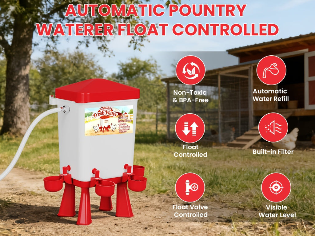 Chicken Waterer, Float Valve Hose Connect Continuous Auto Chick Duck for Garden, Patio and Yard Use — image 7
