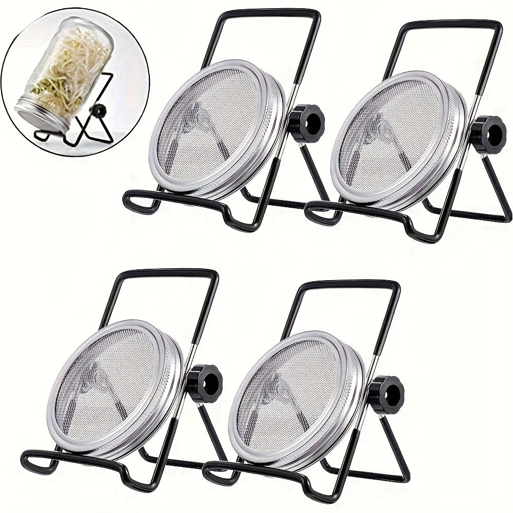 Sprouting Lids for Mason Jars 316 Stainless Steel Screen, 2pcs Lids & 2pcs Stands Wide Mouth Germination Kit — image 2