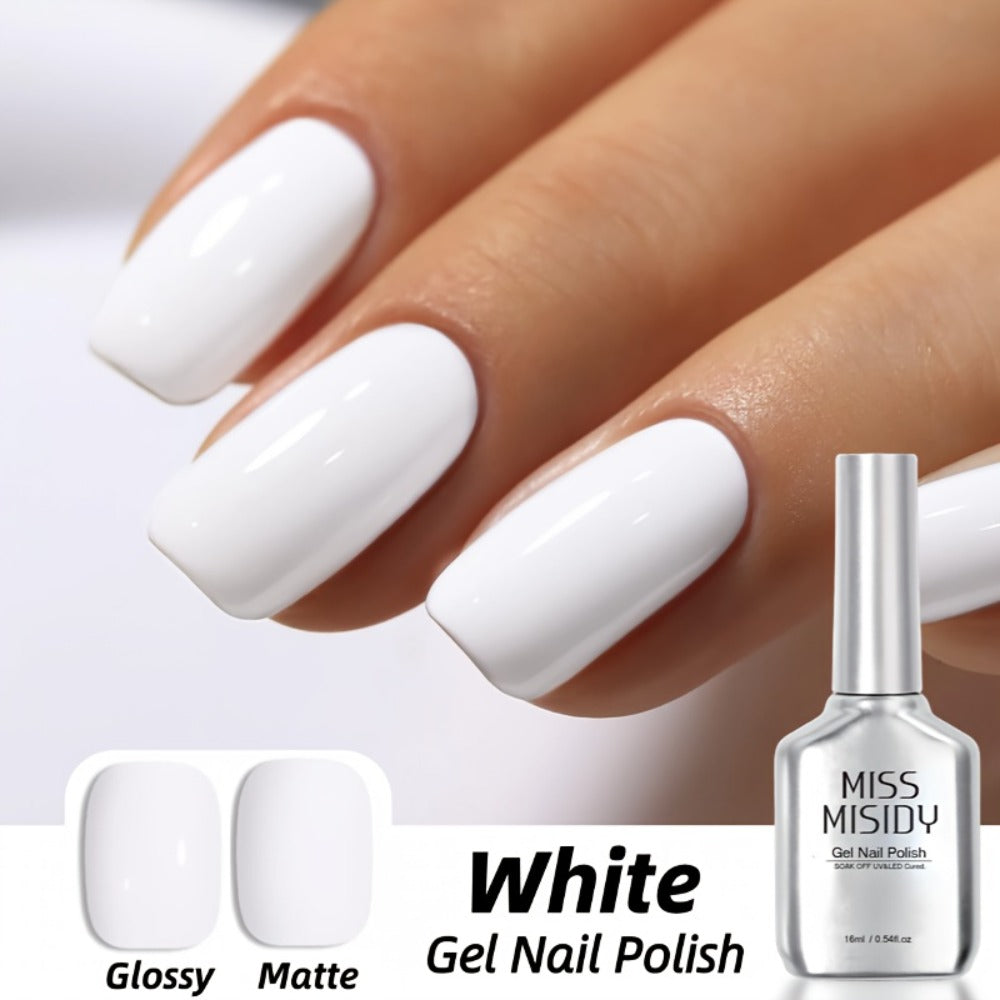 Gel Nail Polish – Odorless Black & White 0.54oz MISS MISIDY Soak-Off UV LED Durable High Gloss – Self-Leveling Easy Applicati