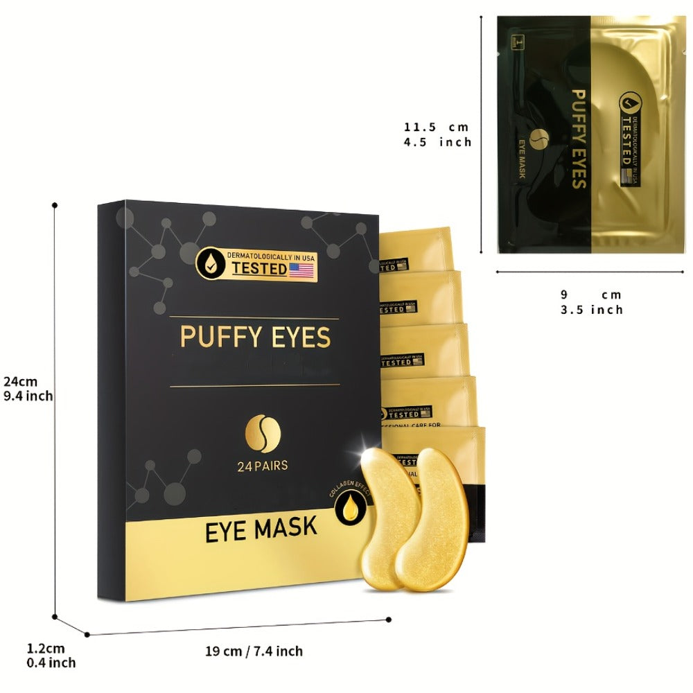 Under Eye Patches 24K Gold 24 Pairs – Collagen Hyaluronic Acid Eye Mask for Fine Lines, Wrinkles, Puffiness & Dark Circles — 