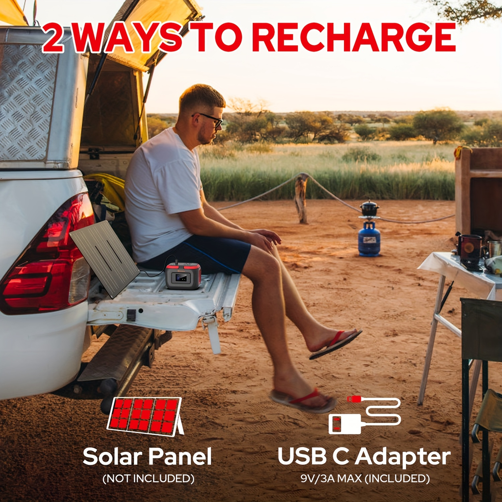 Battery Power Station 120W 97.68Wh 26400mAh Portable Backup with AC Outlet USB-C QC USB-A DC for Camping RV Travel Emergency 