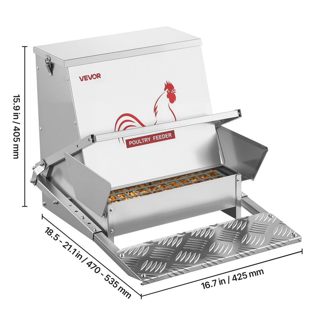 Chicken Feeder Treadle Galvanized Steel Lockable for Garden, Patio and Yard Use, with the Listed Configuration — image 4