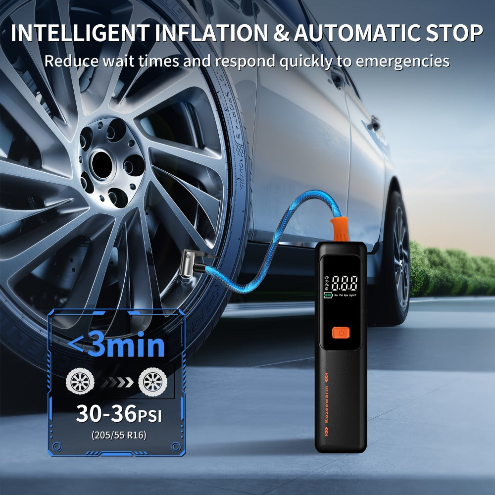 Cordless Tire Inflator Portable Air Compressor – USB-C Rechargeable, Digital Gauge, 3X Fast Inflation for Car Tires, Bikes — 