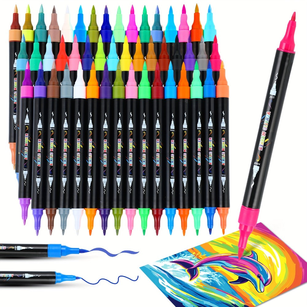 Acrylic Paint Markers Brush & Fine Dual Tip 30 48 60 Colors with the Listed Color, Size or Set Options for Everyday Use — ima