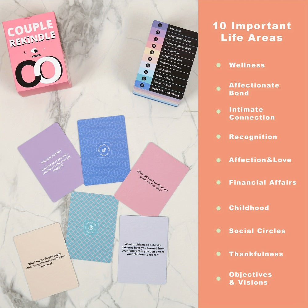 Couple Rekindle Conversation Card Game with 165 Cards, 10 Prompt Categories, Pink Box and Two-Person Play Format — image 7