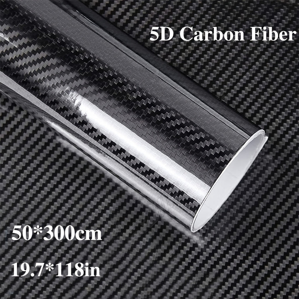 5D Carbon Fiber Vinyl Wrap 50cm x 300cm – Self-Adhesive Car Interior Decor Film, UV Protection, Scratch-Resistant, Dashboard 