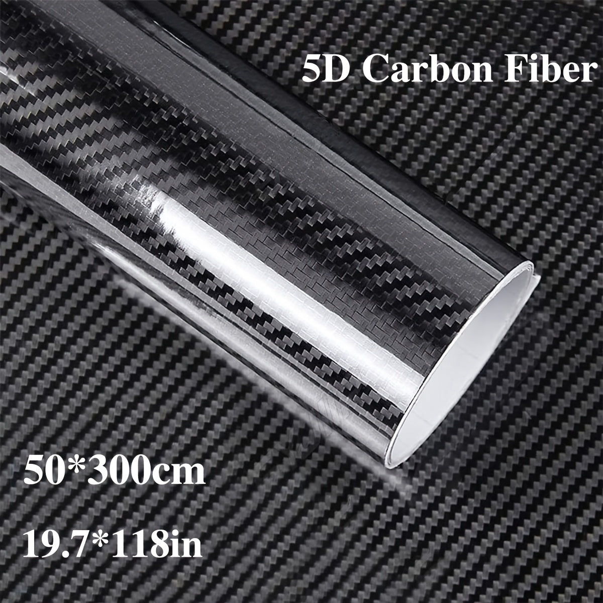 5D Carbon Fiber Vinyl Wrap 50cm x 300cm – Self-Adhesive Car Interior Decor Film, UV Protection, Scratch-Resistant, Dashboard 