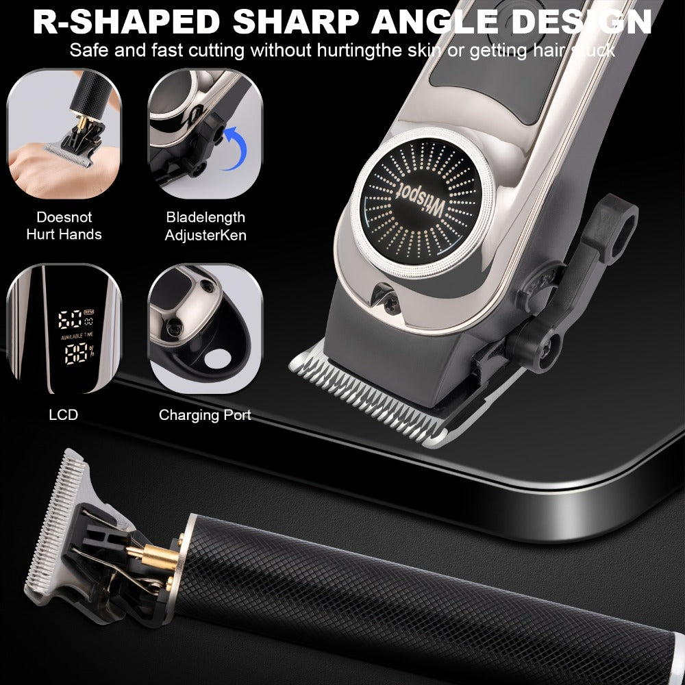 Hair Clipper Whistpot Two- or Four-Piece Cordless Grooming Set with USB Charging and Battery Displays — image 10