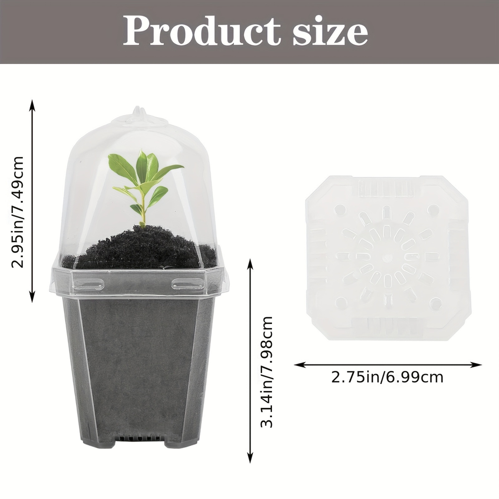 Clear Nursery Pots 3 Inch with Humidity Dome Lids 30pcs | Stackable Seed Starter Pots | Built-In Labels | Succulents Seedling