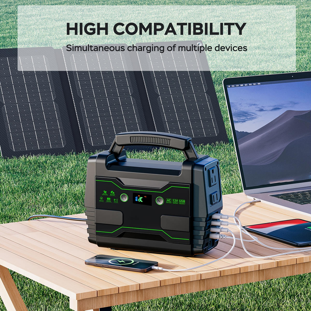 Portable Power Station 155Wh or 222Wh Configurations with AC Outlet, USB Ports, LED Light and Solar Option — image 7