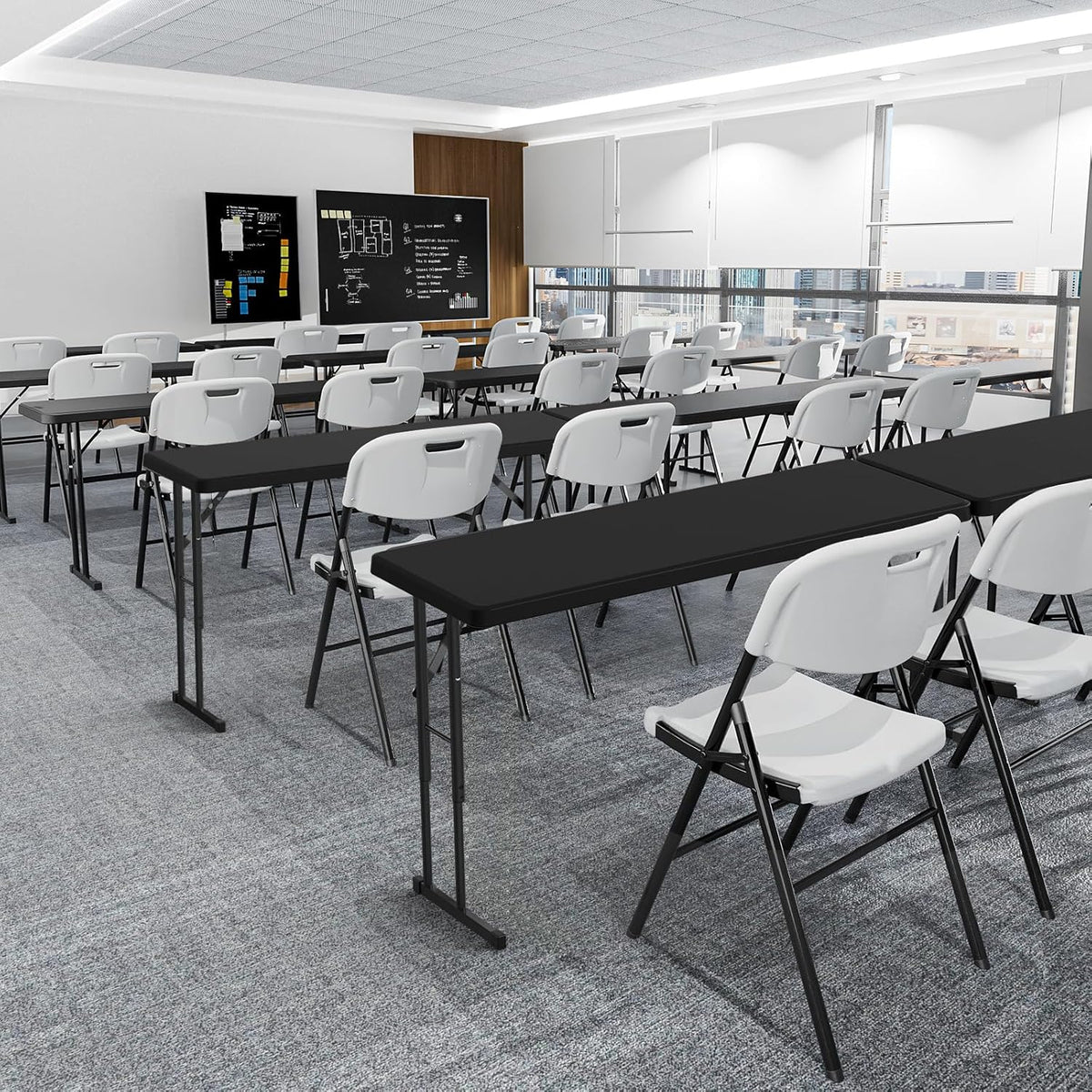 Narrow White 6-Foot Portable Folding Table with Rectangular Top and Folding Gray Leg Frame — image 5