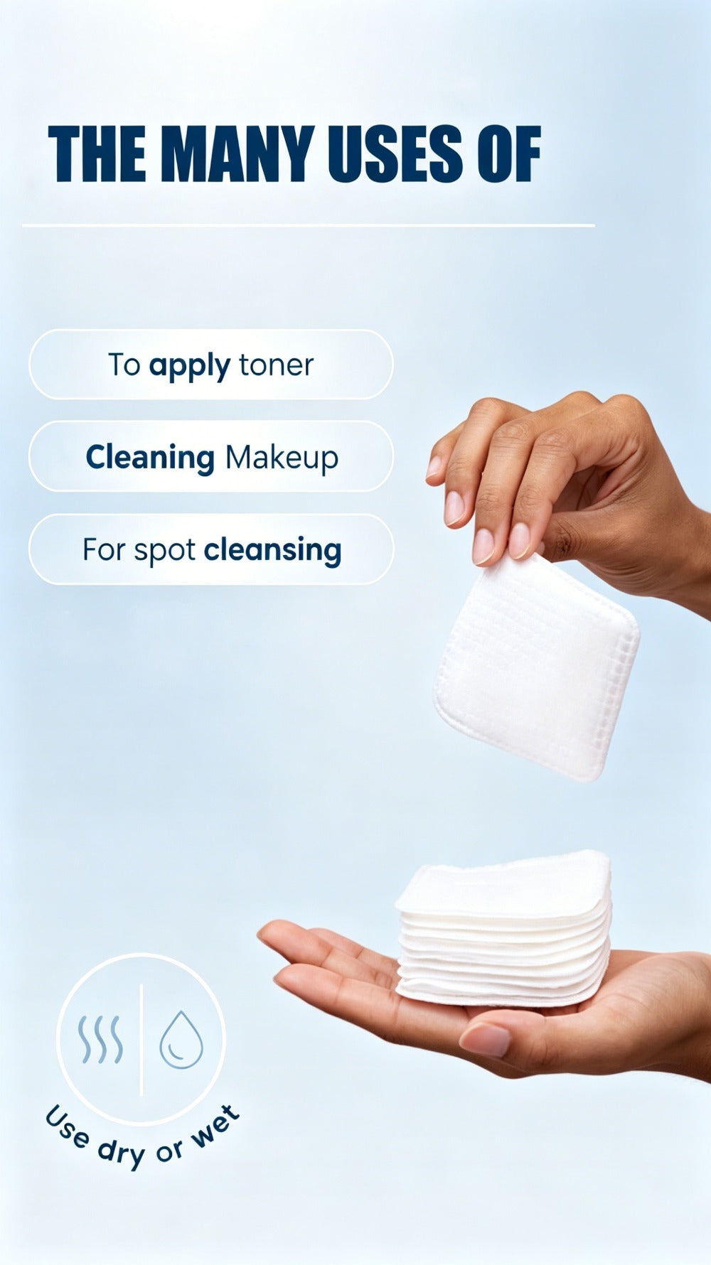Disposable Square Cleansing Pads 200pcs (2 Boxes x 100) Extra Thick Soft Wet & Dry Facial Pads for Daily Skincare Makeup Remo