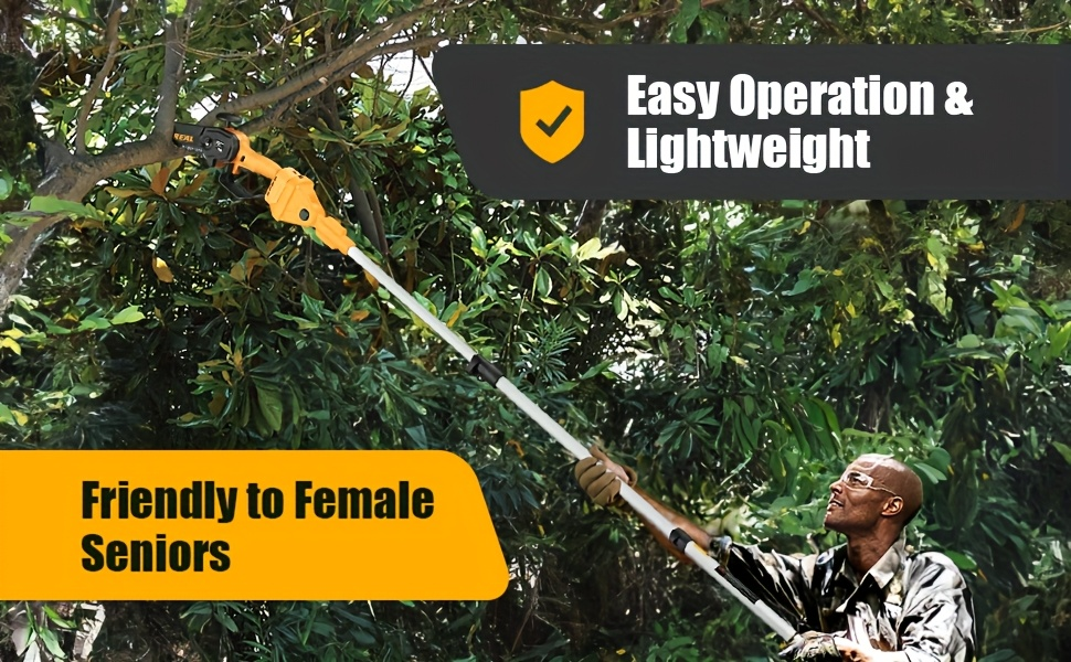 Electric Pole Saw 2-in-1 Cordless with 8" & 6" Chain, 20V 4.0Ah Battery, Adjustable Extendable Tree Pruner for Wood Cutting —