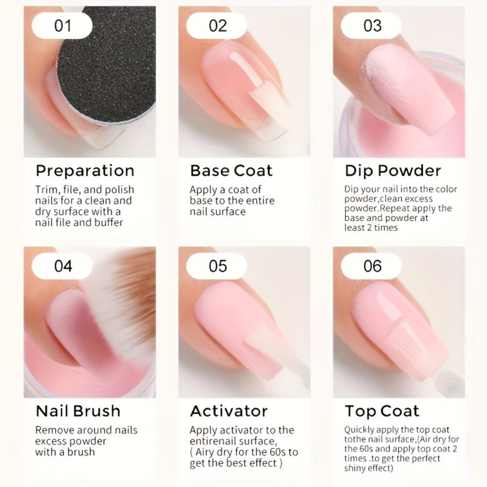 Nude Dipping Powder Set 6 Colors Light Beige Brown Neutral Shades Odorless Acrylic Nail Powder for French — image 11