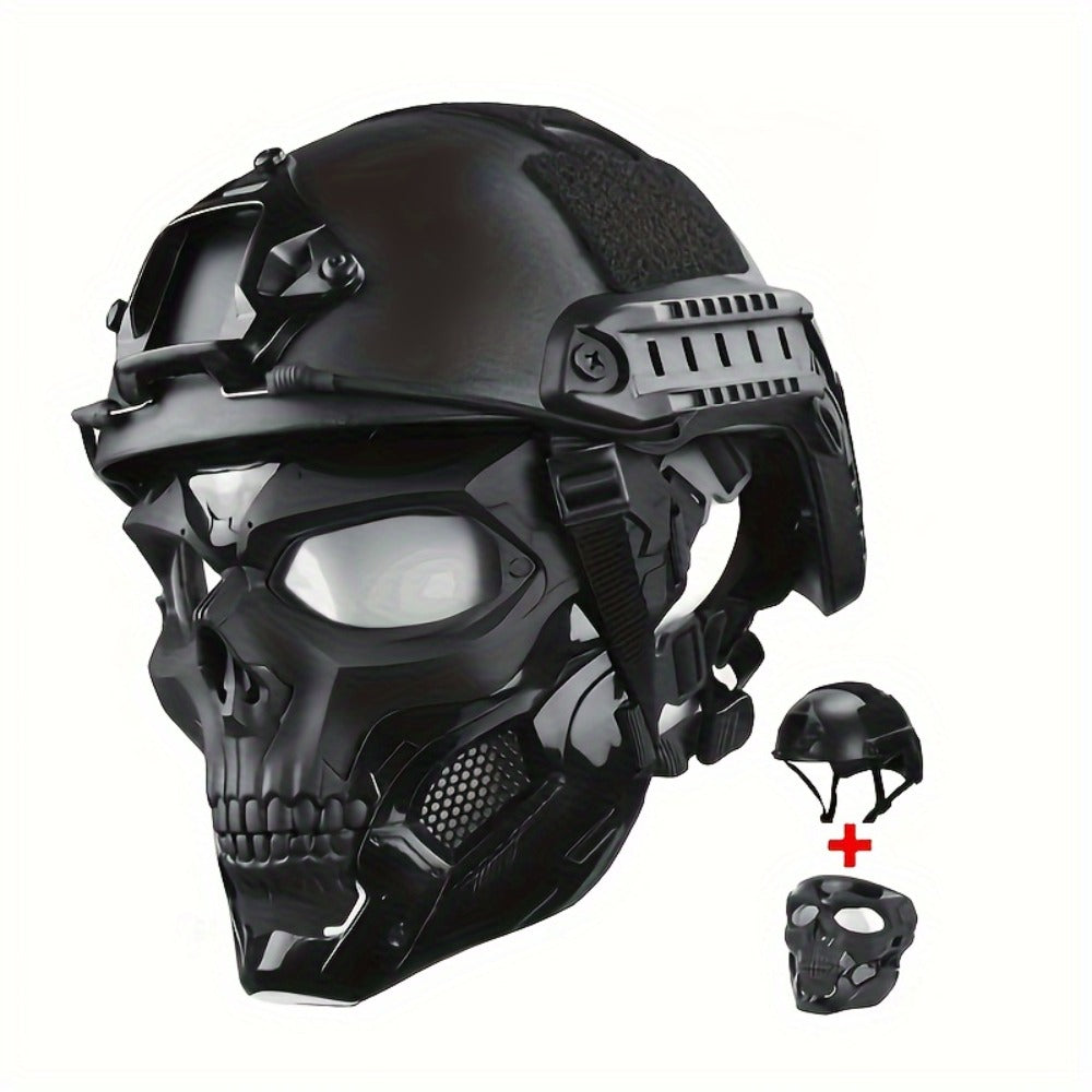 Costume Accessories Tactical Helmet and Skull Mask Set with ABS Shell, Adjustable Dial and Black Finish — image 4