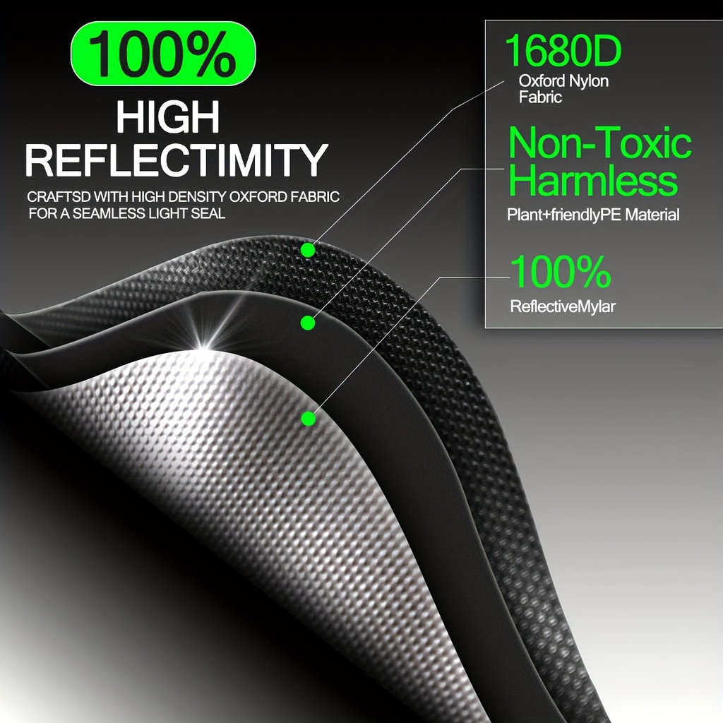 Hydroponic Grow Tent 1680D Mylar 100% Reflective with Tray & Observation Window, Indoor Plant Tent for Seedling to Flowering 