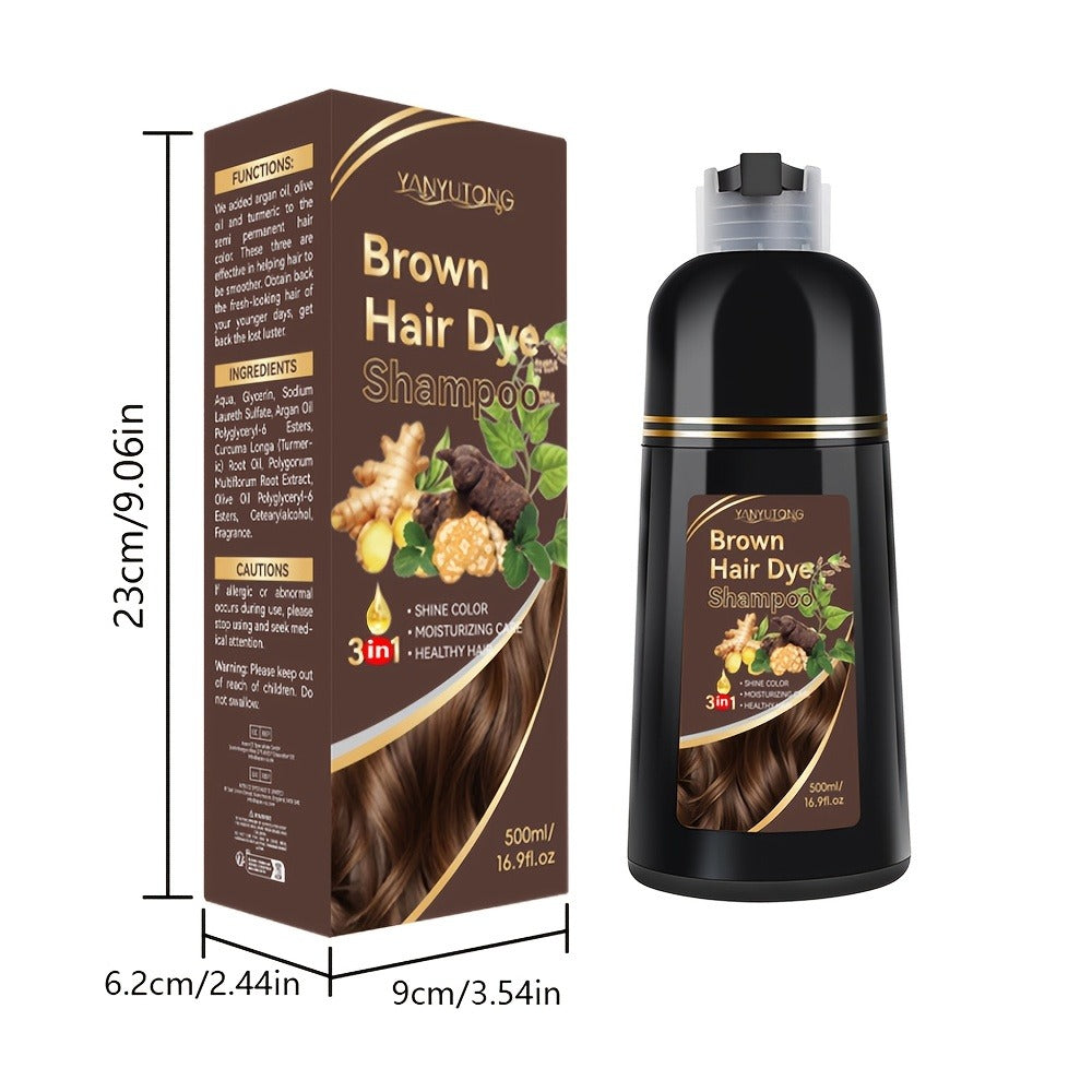 Hair Dye Shampoo, YANYUTONG 500ml Bottle with Black, Brown, Chestnut Brown and Red Shade Options — image 10