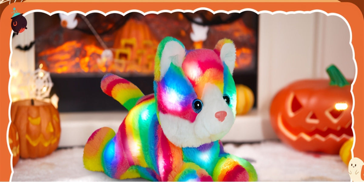 Plush Toy Rainbow Cat with LED Glow and Optional Music for Colorful Kawaii Room Display and Gifting — image 10