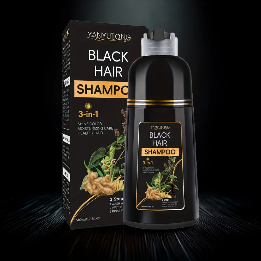 Hair Dye Shampoo, YANYUTONG 500ml Black 3-in-1 Bottle for At-Home Hair Color Application and Rinse Routine — image 9