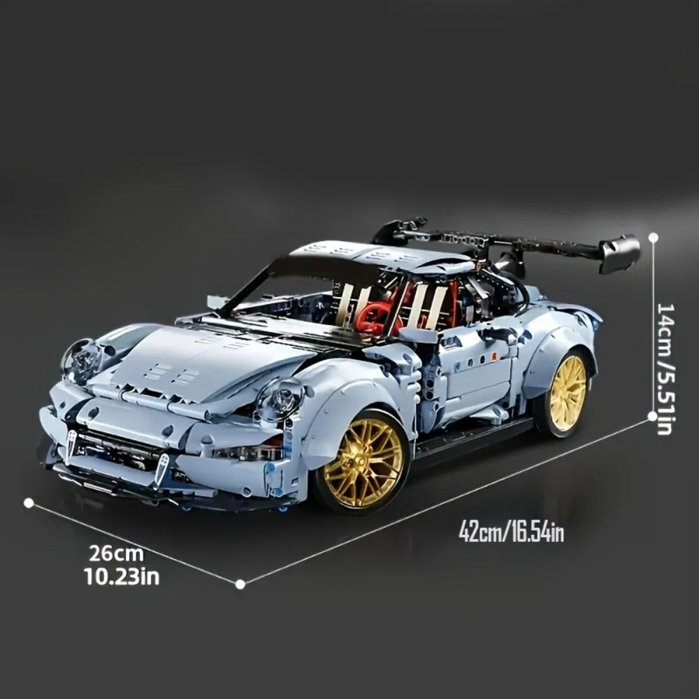 2100PCS Lowrider Sports Car Building Blocks Set for Adults – Misty Blue Model Kit Desktop Ornament & Room Decor, Cool Gift fo