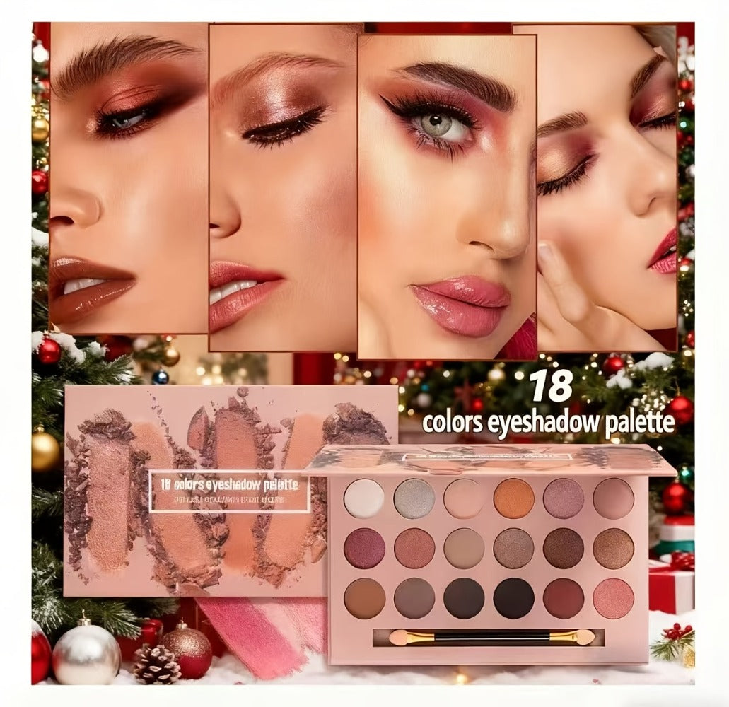 Makeup Kit with 18-Color Eyeshadow Palette, Face, Lip and Eye Cosmetics, Brushes and Tools in a Red Gift Box — image 11
