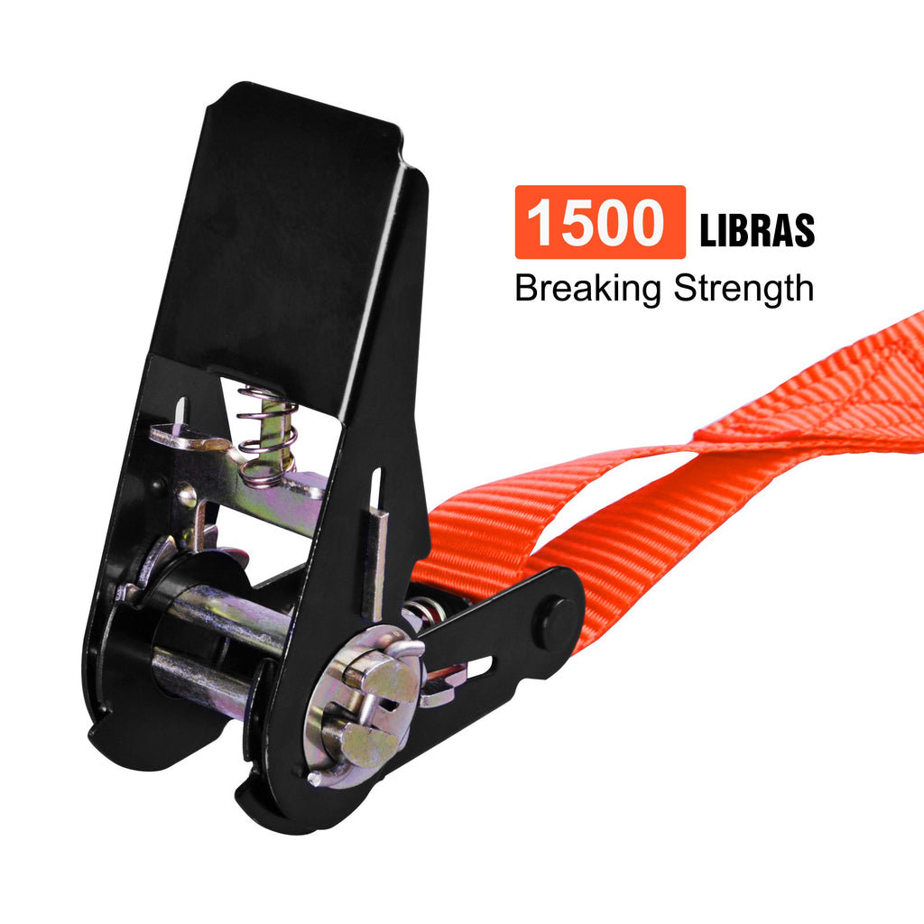 Ratchet Tie Down Straps 4-Pack 15FT 1, 500 lb Break Strength Heavy Duty with Soft Loops & Storage Bag – High-Visibility Webbi