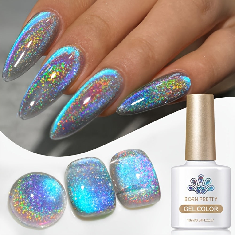 Gel Nail Polish in 10ml 9D Holographic Rainbow Cat-Eye with Magnetic Swirl and UV/LED Cure — image 9