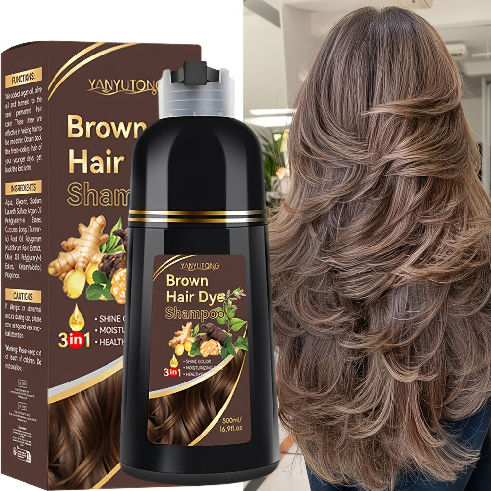 Ammonia-Free Herbal Hair Color Shampoo 3-in-1 Colors in 15 Minutes Lasts 30 Days – Semi Permanent Gray Coverage Moisturizing 