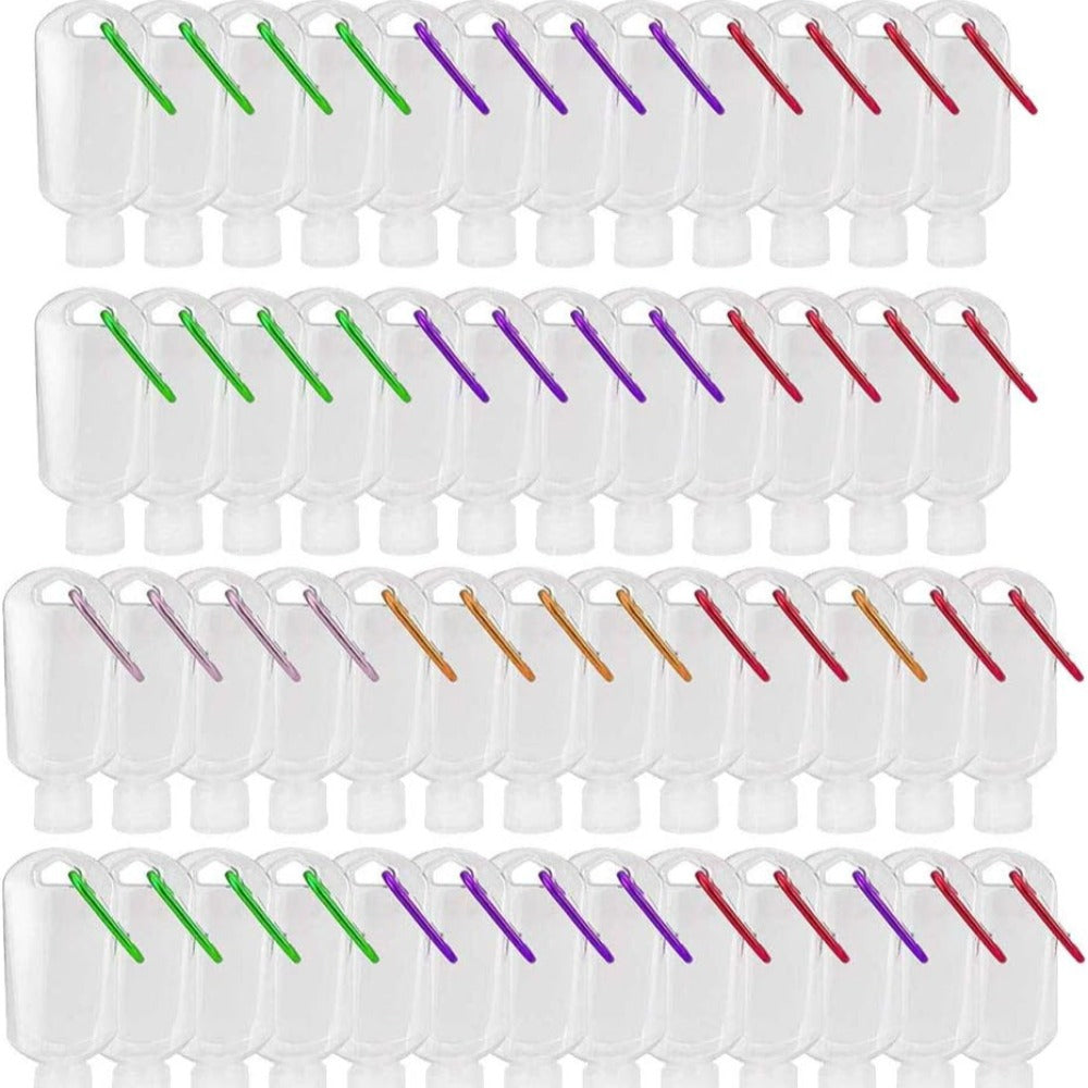 TSA Approved Travel Bottles with Keychain Leakproof Refillable Squeeze Containers 50-Pack Clear Plastic 1.7oz 50ML for Toilet