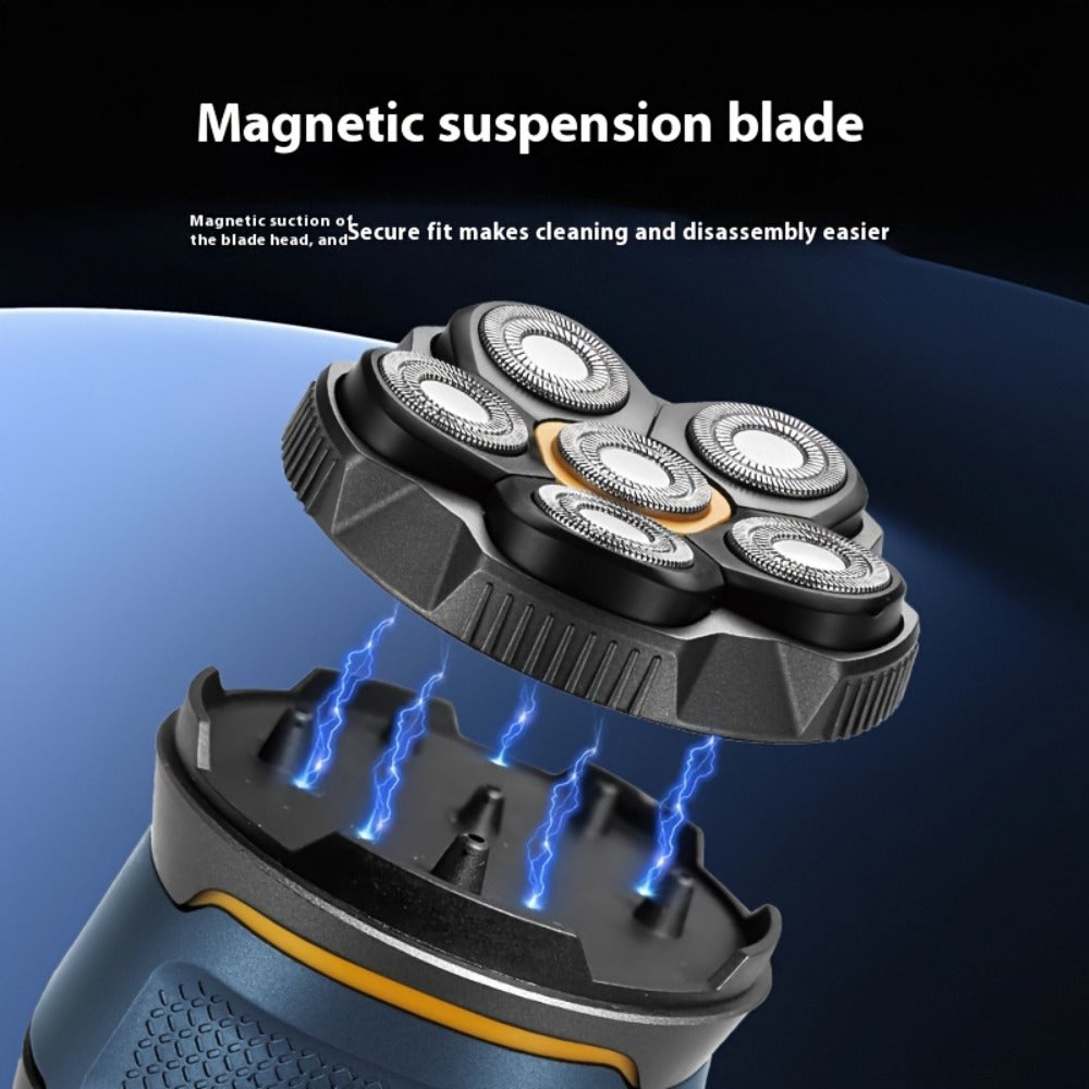 6D Floating Head Bald Head Shaver Self-Cut Electric Hair Clipper – 10W High Power 1400mAh USB-C Charging LED Display Two-Spee