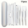 Blackhead Remover Tool Kit 11PCS Stainless Steel Pimple Popper Extractor - Professional for Bath Time, Home Spa and Personal 