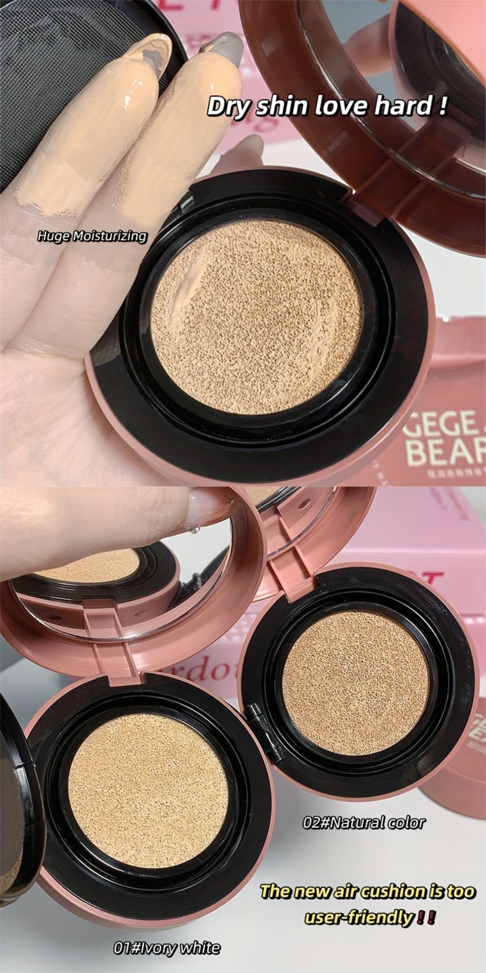 Oil Control Cushion BB Foundation with Replacement Core, Waterproof Sweatproof Invisible Pore Coverage — image 13