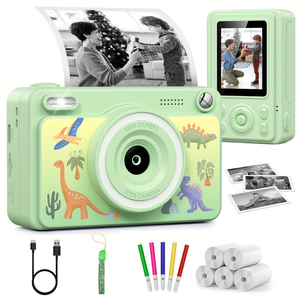 Kids Instant Print Camera with Cartoon Unicorn or Dinosaur Design, Paper Rolls, Color Pens and Four Color Options — image 8