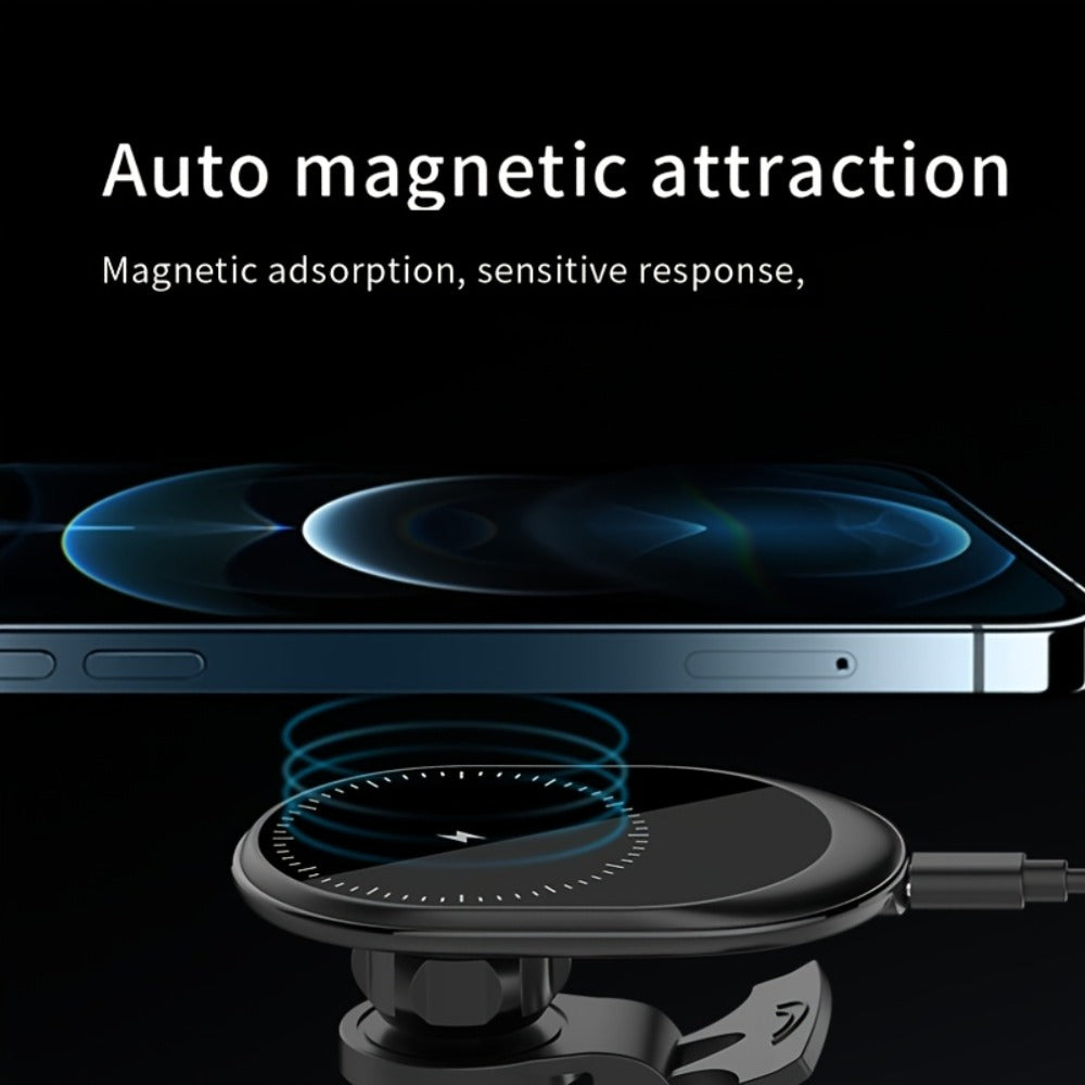 Magnetic Wireless Car Charger Phone Mount 15W Fast Charging – 360° Rotation Air Vent Car Phone Holder Compatible with iPhone 