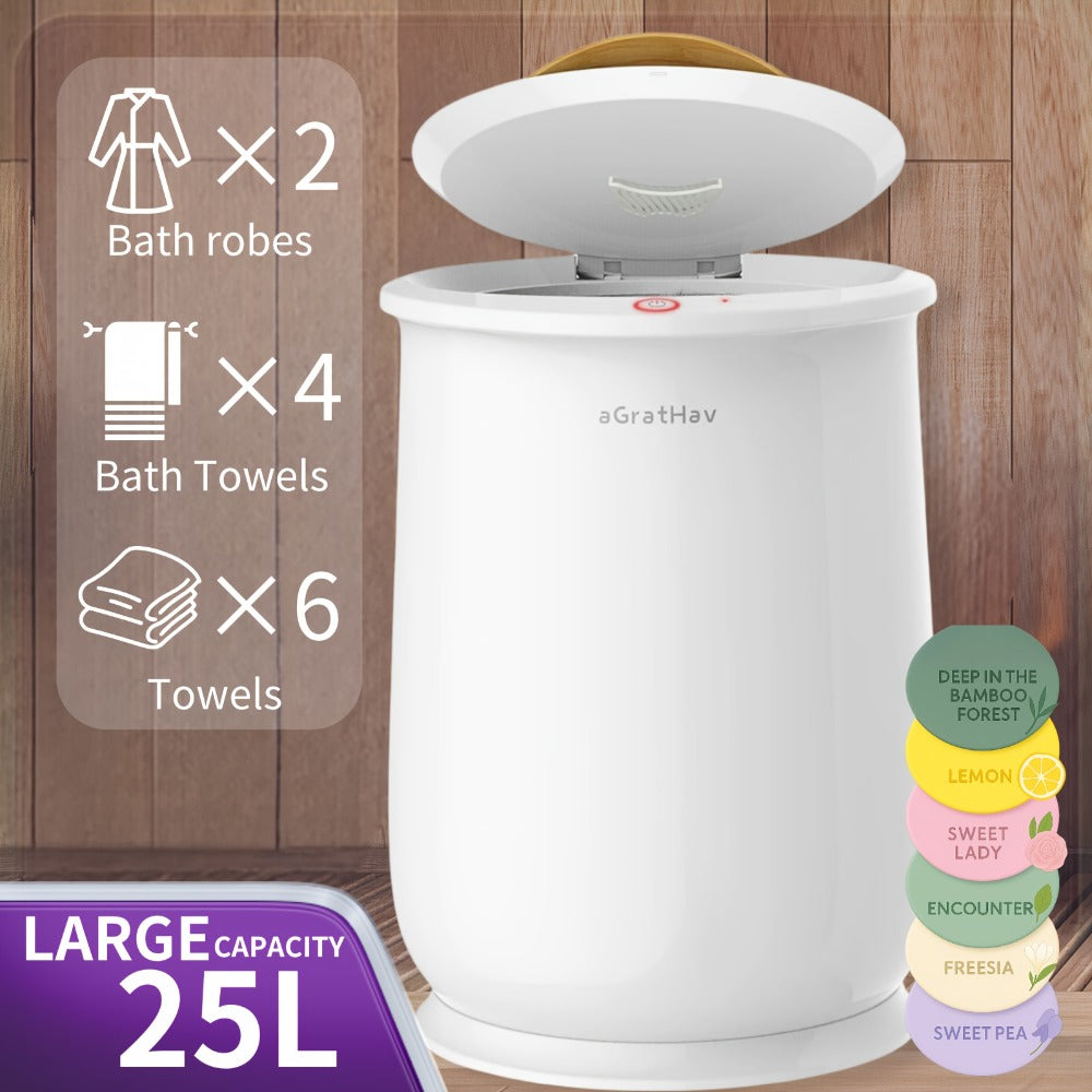 Electric Towel Warmer Bucket Ultra Large Capacity Fits Two 40x70 Towels ETL FCC Certified 1-Min Heat Auto Shut-Off Silent Spa